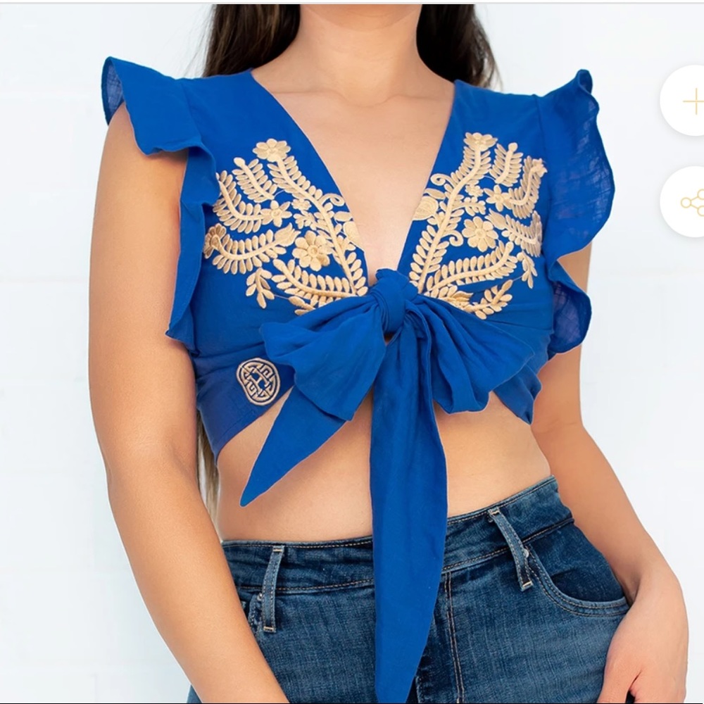 Herencia Clothing Renata Embroidered Tie top